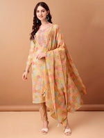 Thumbnail for Embroidered & Printed Kurta With Pant & Printed Dupatta, Multicolor - Hiral Fashion - Distacart