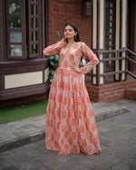 Thumbnail for Aayaa Pure Chanderi Gown With Heavy Digital Print - Multi Color - Distacart