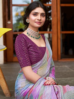 Thumbnail for NOZ2TOZ Women's Chiffon Multi Color Printed Designer Saree With Blouse Piece - Distacart