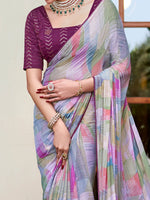 Thumbnail for NOZ2TOZ Women's Chiffon Multi Color Printed Designer Saree With Blouse Piece - Distacart