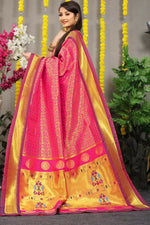Thumbnail for Jyoti Fashion Women's Pink Banarasi Silk Zari Woven Saree with Blouse - Distacart