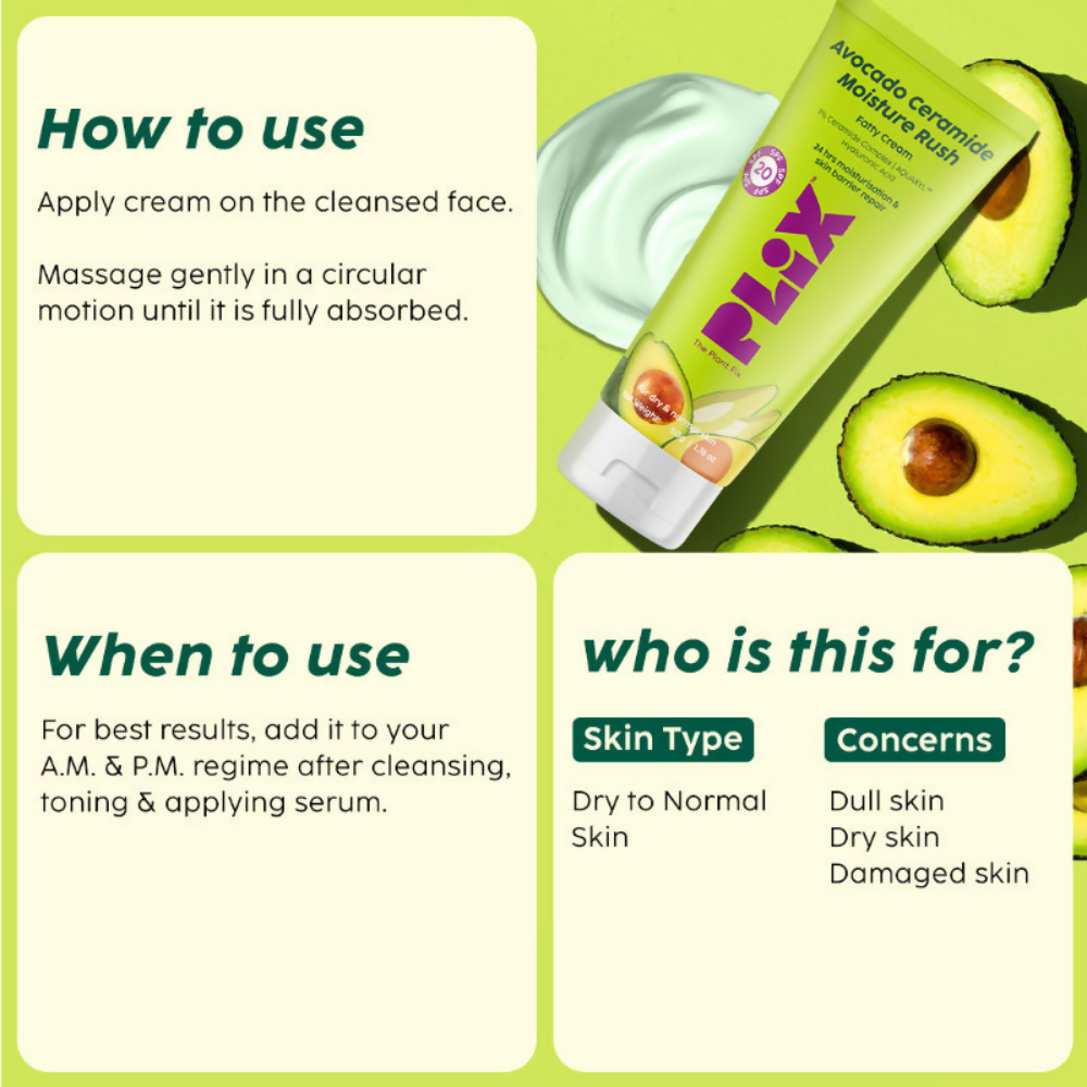 PLIX The Plant Fix Avocado Ceramide Moisture Rush - Cleanser & Cream - Distacart