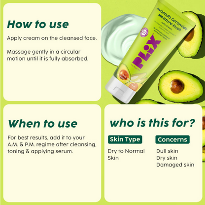 PLIX The Plant Fix Avocado Ceramide Moisture Rush - Cleanser & Cream - Distacart