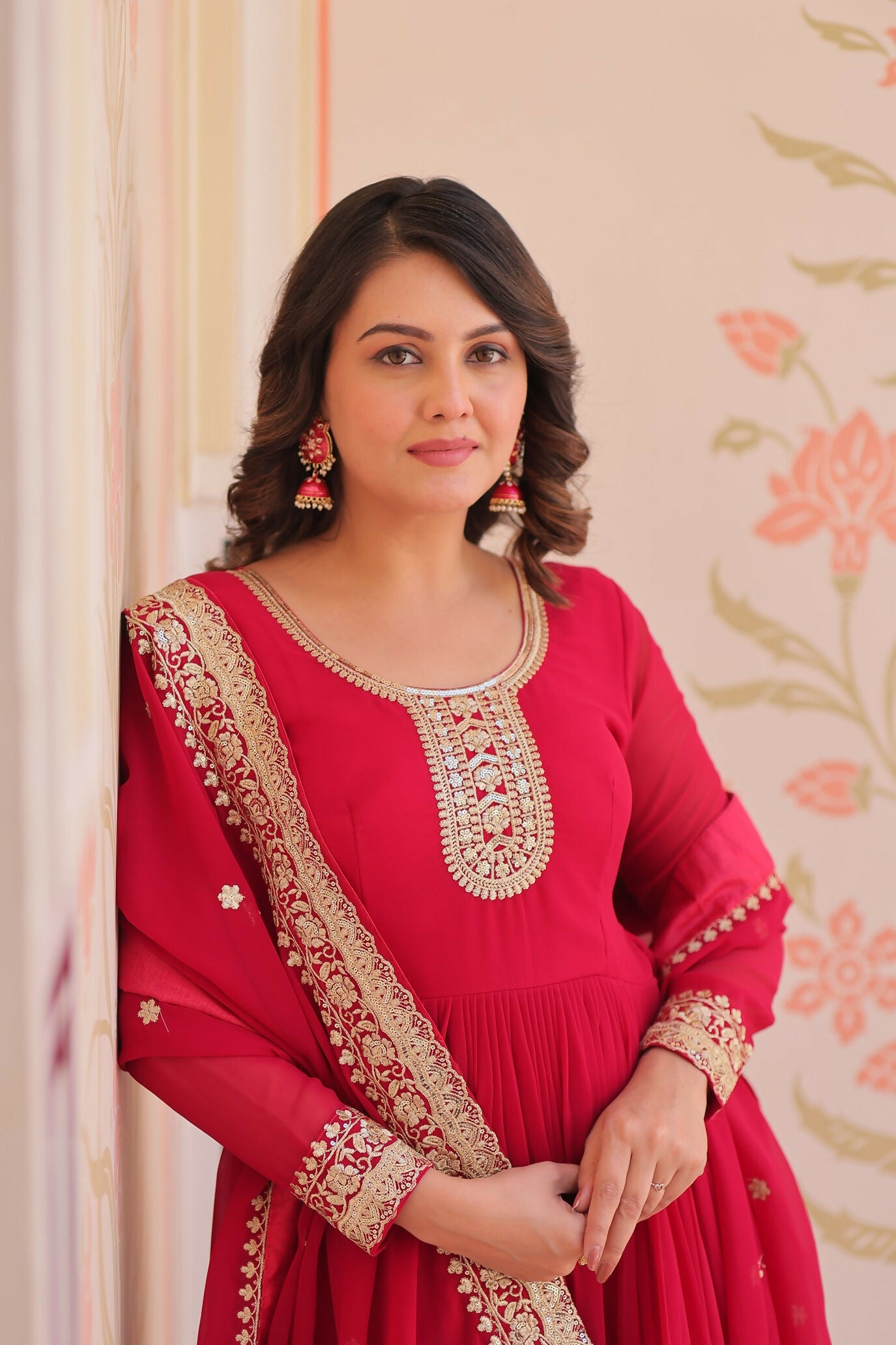 Joban Fashion Maroon Georgette Sequence Embroidery Work Kurta Set