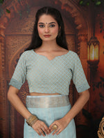 Thumbnail for Astita Organza Sky Blue Saree