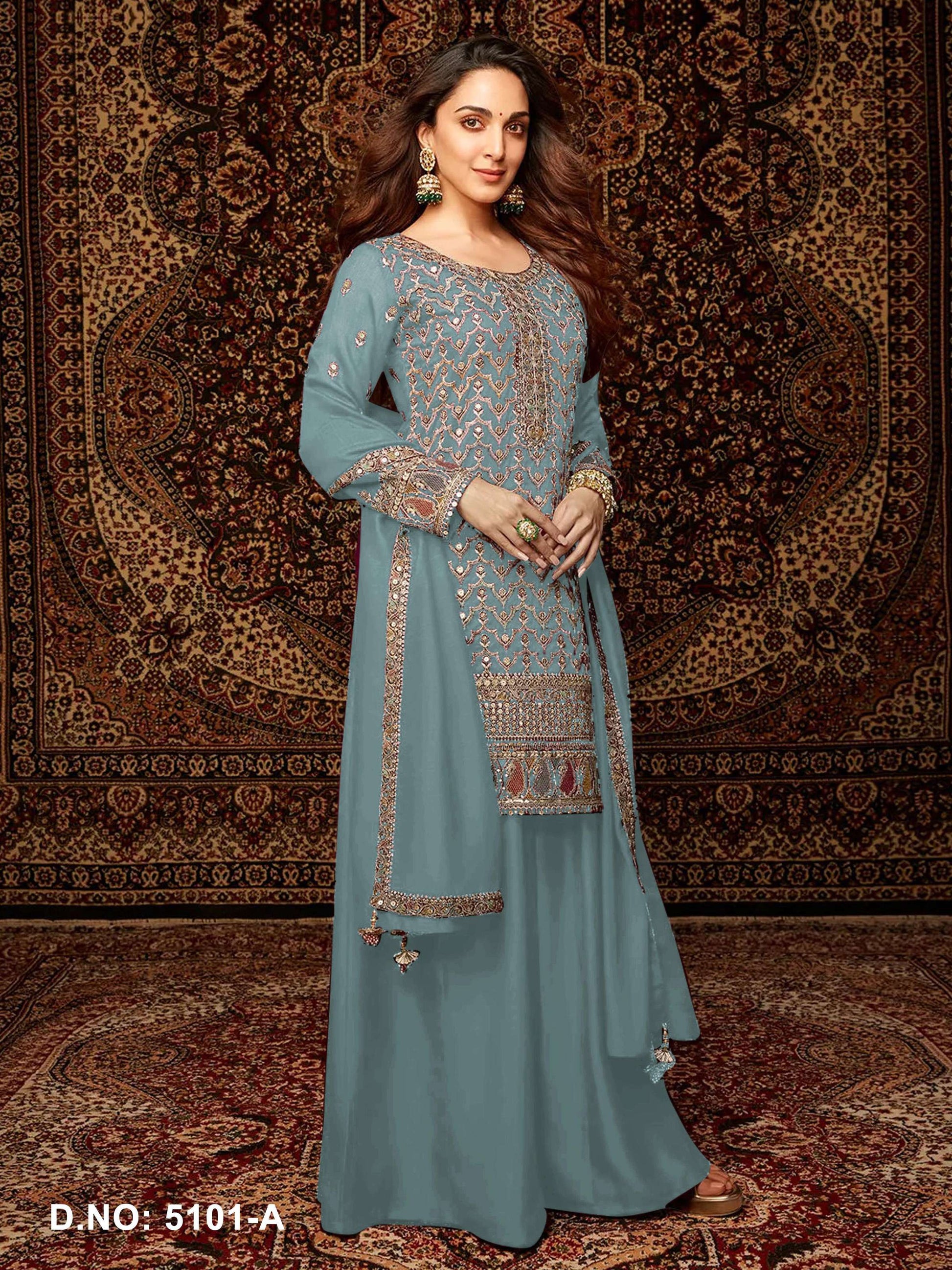 Anaita Sea Green Premium Embroidered Chiffon Salwar Suit - Distacart