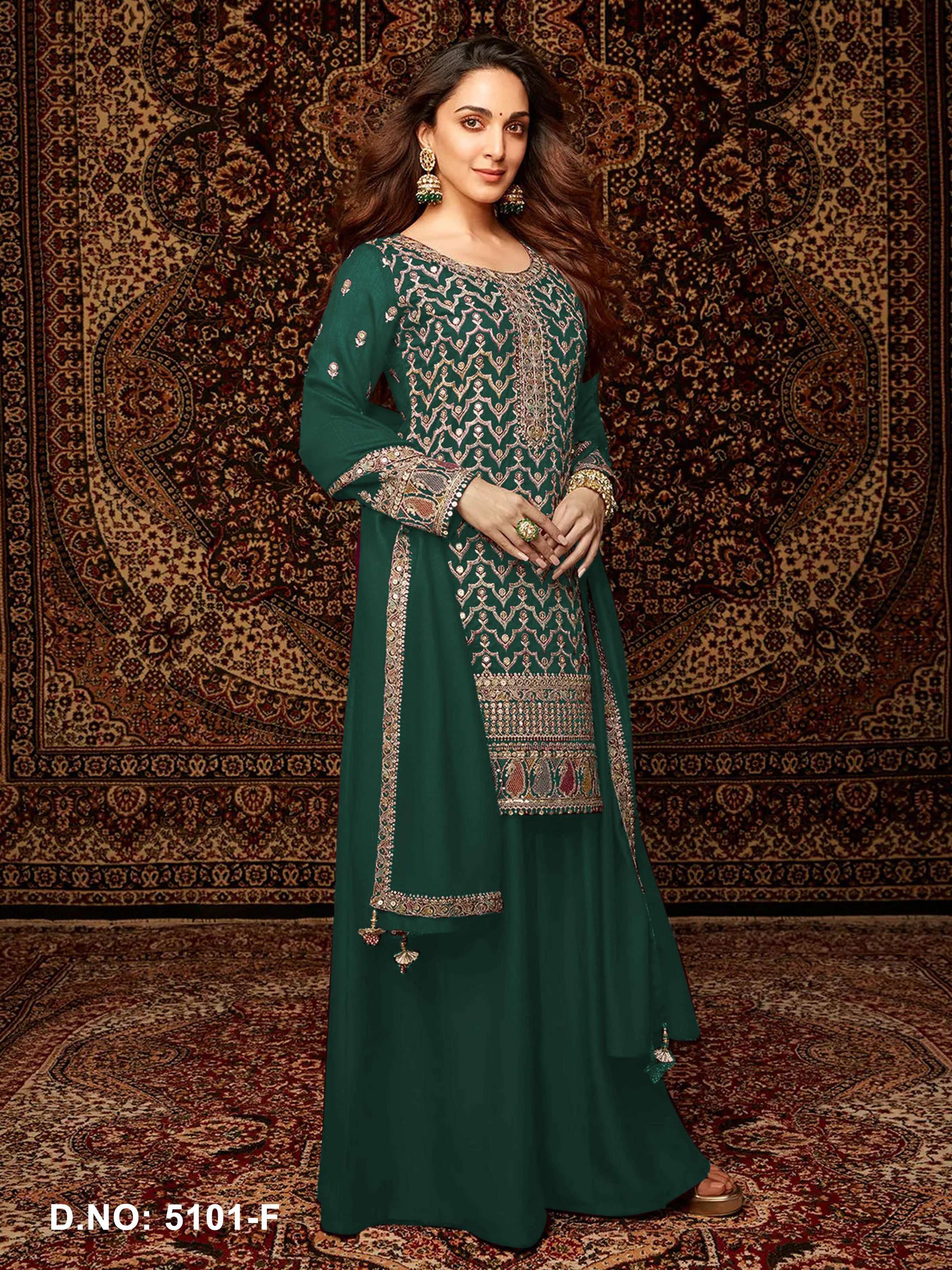 Anaita Dark Green Premium Embroidered Chiffon Salwar Suit - Distacart
