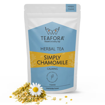 TEAFORA Simply Chamomile Herbal Tea | CAFFEINE-FREE | Calming & Relaxing Chamomile Sleep Tea | 100% NATURAL | Brew Hot or Iced Tea - Dista