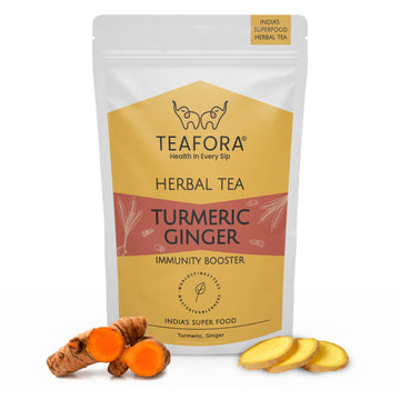TEAFORA Turmeric Ginger Herbal Tea | Indian Superfoods | Aids Digestion & Supports Immunity | Stress Relief Tea | 100% NATURAL INGREDIENTS - Dista