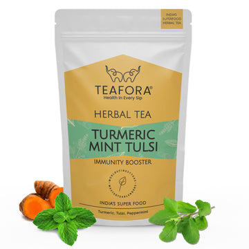 TEAFORA Turmeric Mint Tulsi Herbal Tea | Indian Superfoods | Blend of Turmeric, Tulsi & Peppermint | Immune Support | 100% NATURAL INGREDIENTS - Dista