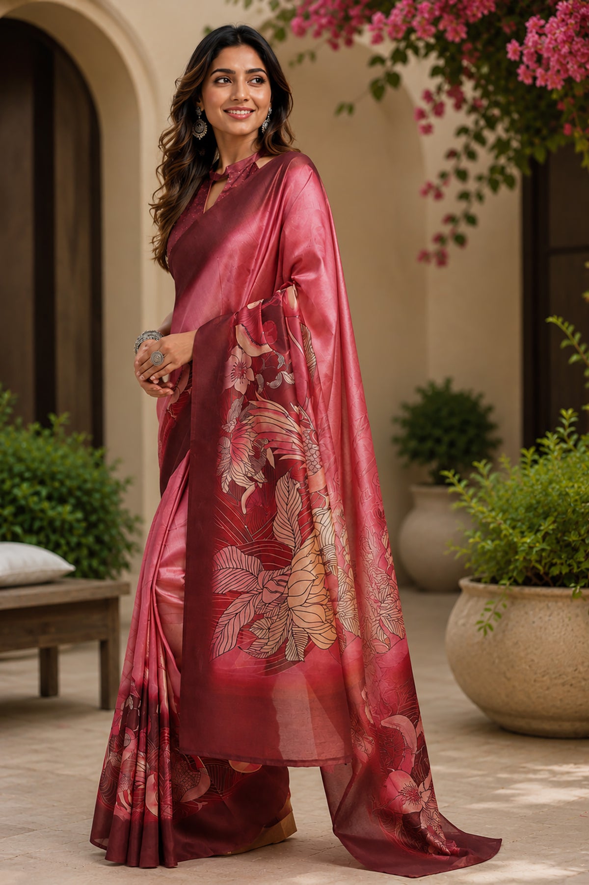 Elora Multicolor Chanderi Cotton Checked Printed Ready To Wear Saree