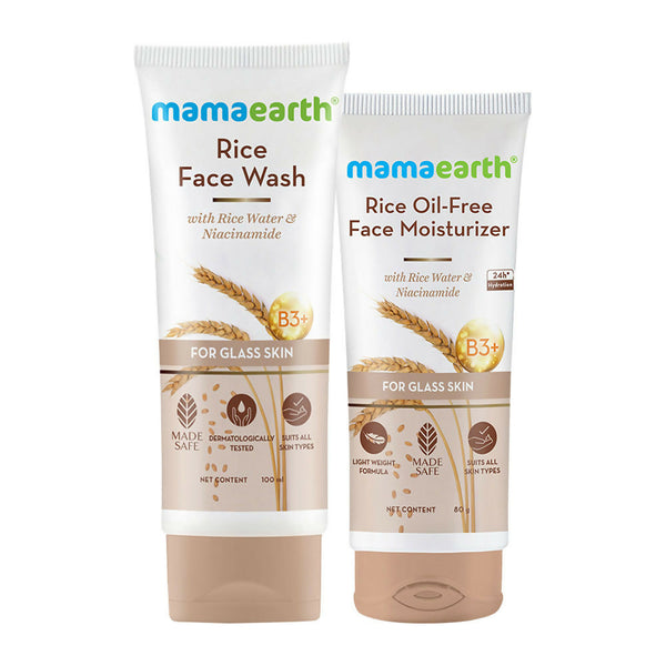 Mamaearth Rice Face Wash & Oil-Free Moisturizer Combo For Glass Skin - Distacart