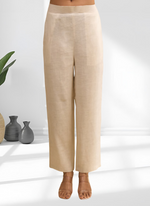 Thumbnail for Joban Fashion Beige Linen Embroidered Readymade Long Kurta With Pant - Distacart