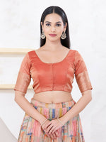 Thumbnail for Joban Fashion Copper Brocade Elbow Sleeveless Front Open Blouse