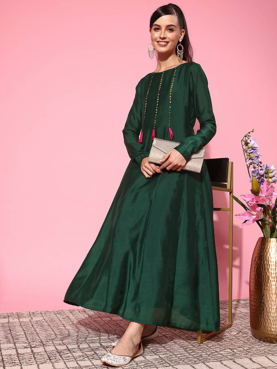 Ahalyaa Women's Traditional wear Ethnic Dress - Green - Distacart