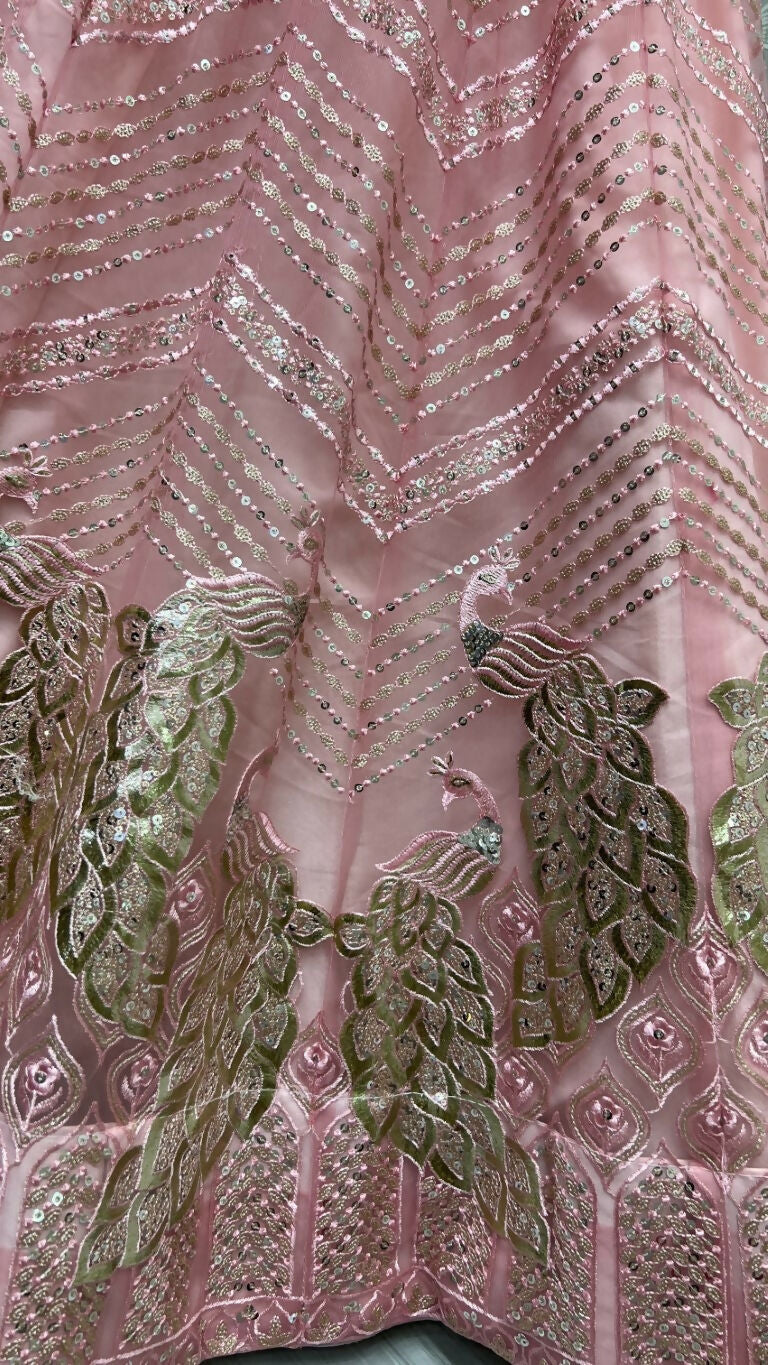 Jyoti Fashion Women's Pink Bridal Net Fancy Foil & Sequins with Multi Thread Embroidered Wedding Lehenga Choli - Distacart