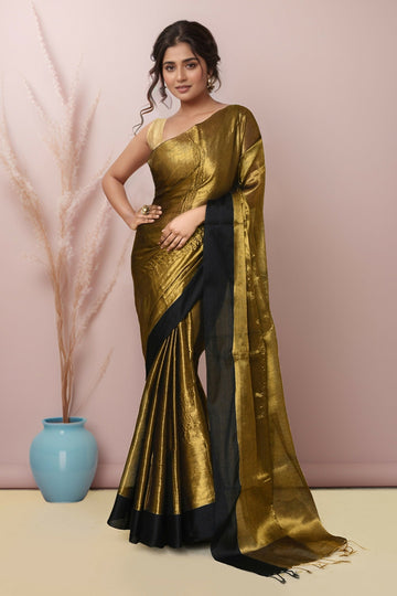 Joban Fashion Gold Black Tissue Saree - Dista