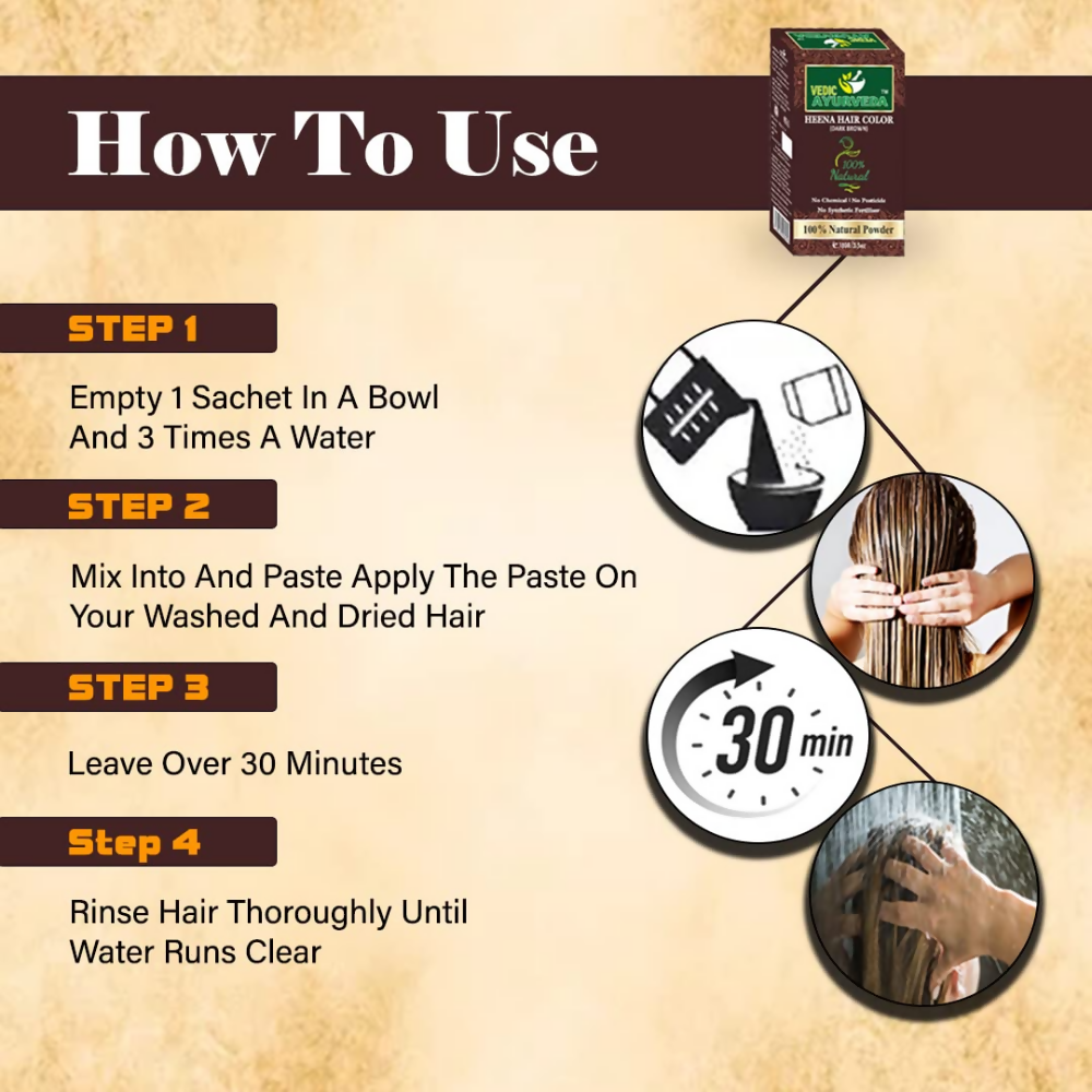 VedicAyurveda Henna Based Hair Colour - dark brown & Chestnut Brown - Dista
