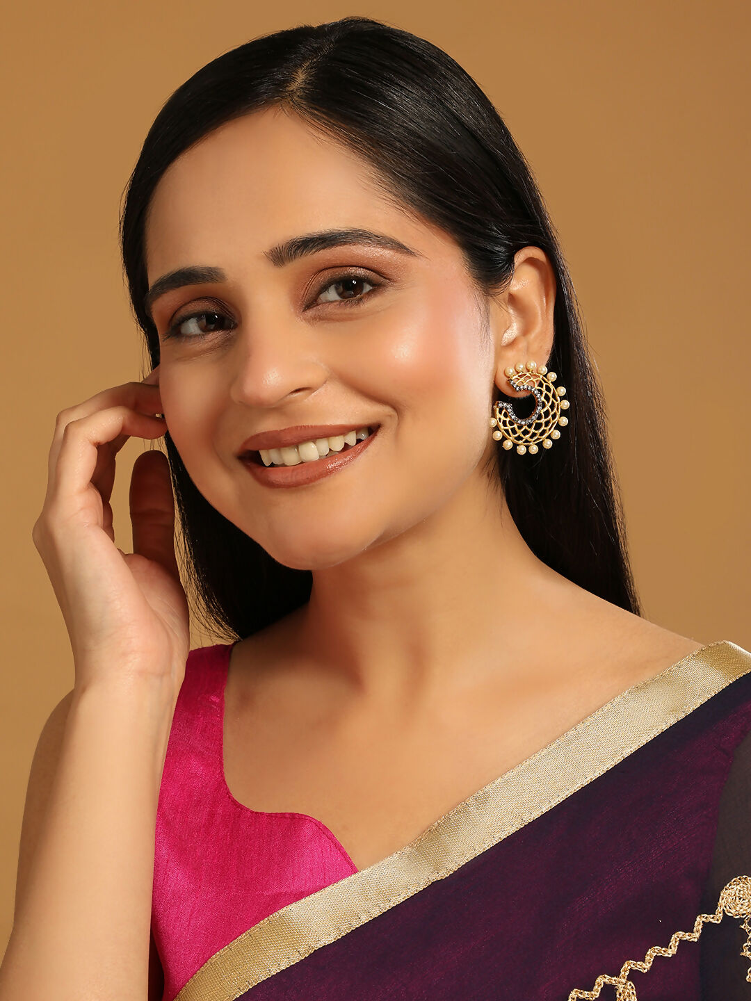 Nuyug 22K Gold Plated Celestial Filigree Earrings