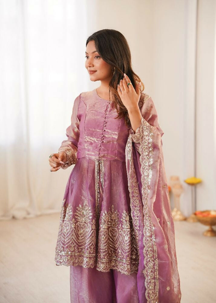 Teeya Creation Baby Pink Color Fendy Satin Silk Embroidery Work Party Wear Salwar Suit - Distacart