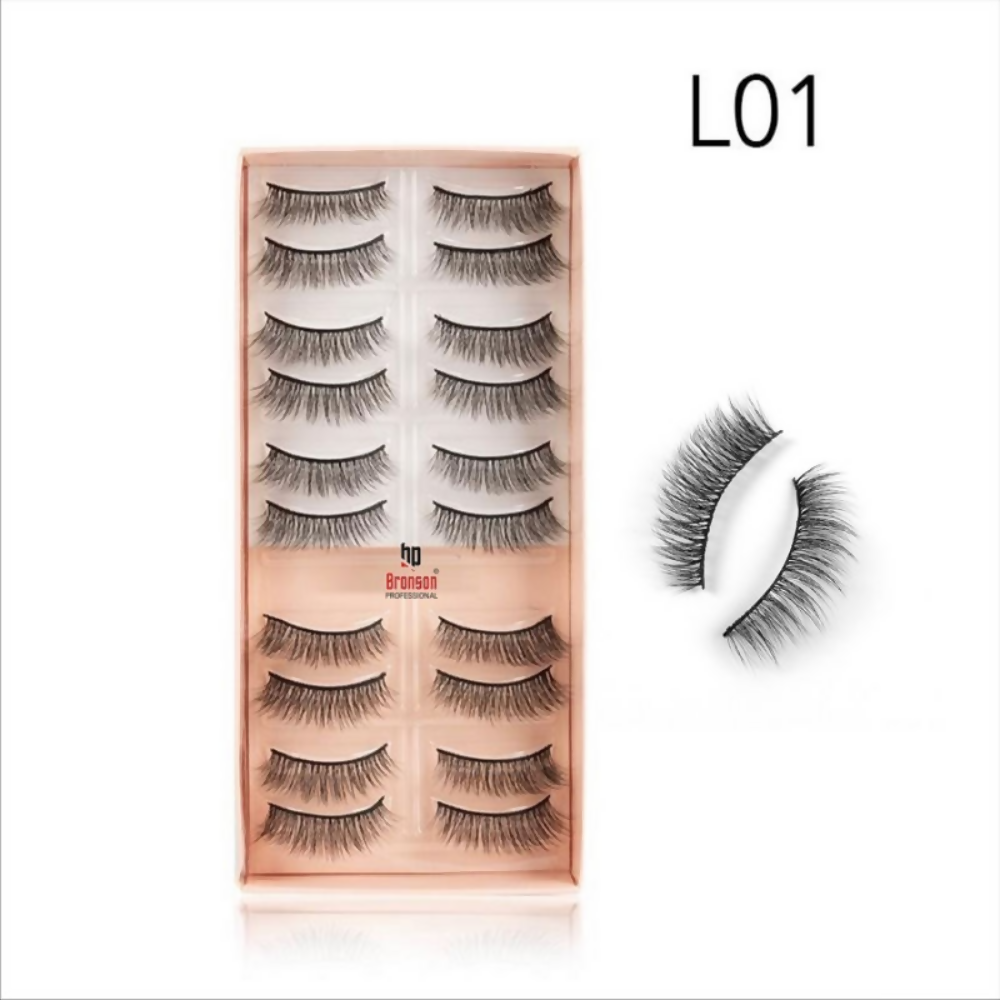 Bronson Professional Eyelash Set 3d False Long And Natural Eye Makeup - L01 - Dista