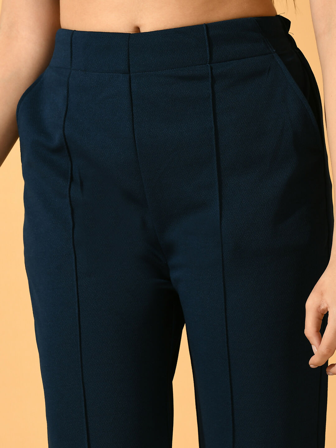 Myshka Women's Navy Blue Flared Party Trouser - Distacart