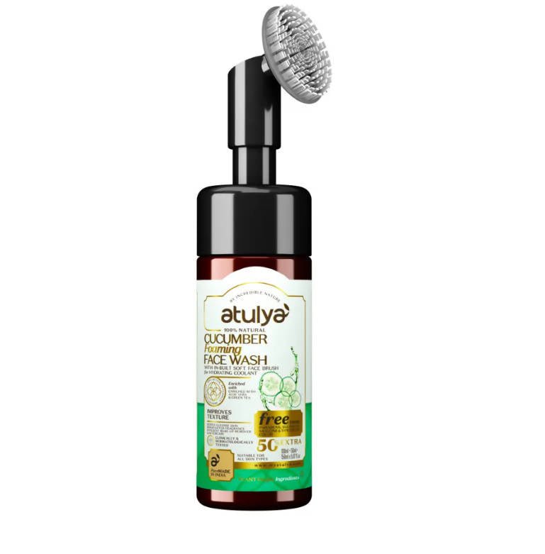 Atulya Cucumber Foaming Face Wash- With in-Built Silicone Brush - Distacart