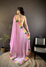 Thumbnail for Prime Volt Multicolor Leaf Embroidery Rangoli Silk Saree with Scalloped Border-Pink - Dista