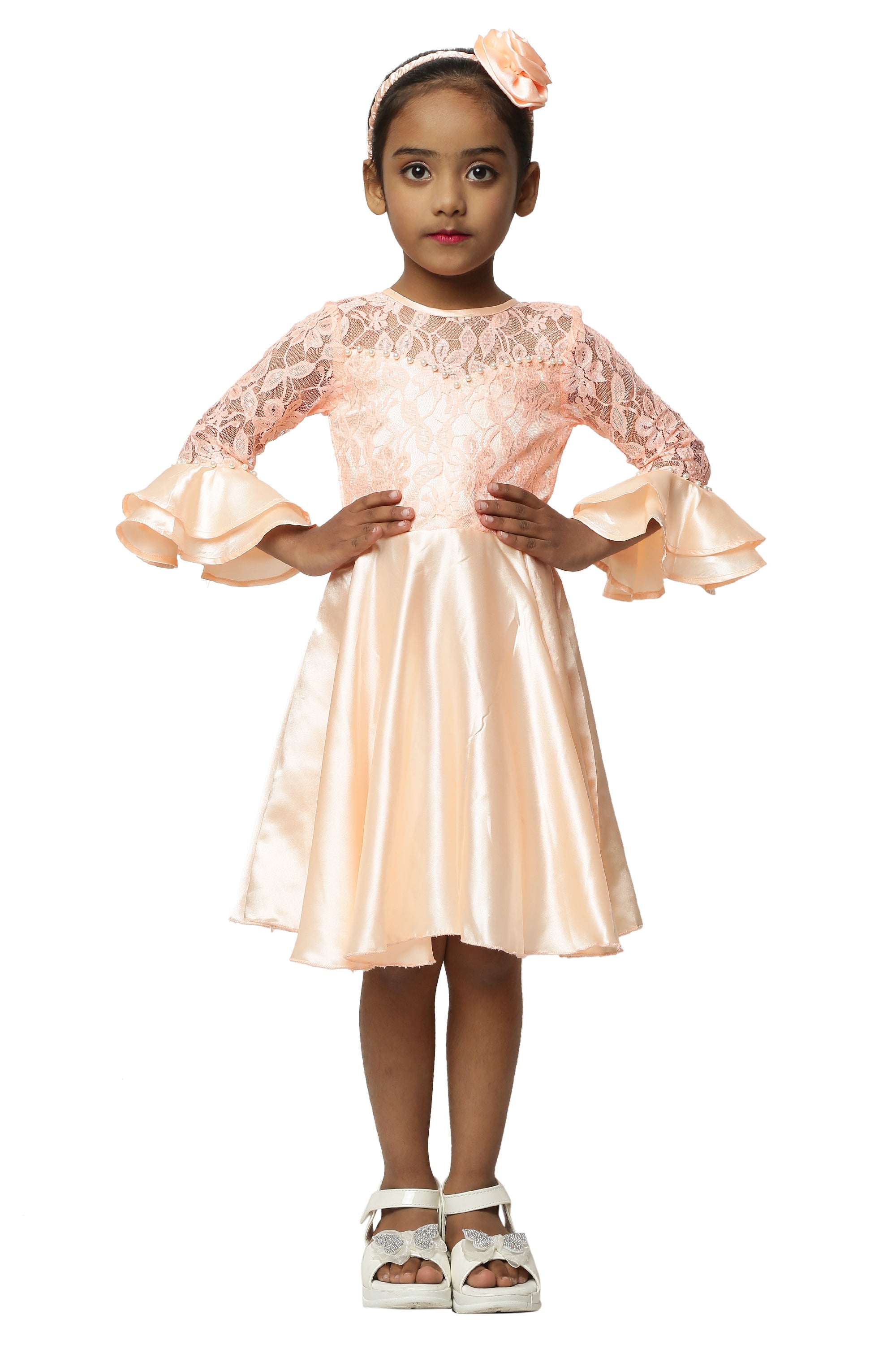 Asmaani Kids Party Wear Stylish Dresses, Perfect for Parties, Functions & Vacations - Peach - Distacart