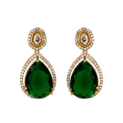 Nuyug 18K Gold Plated Pear Drop Emerald Edge Necklace Set - Distacart