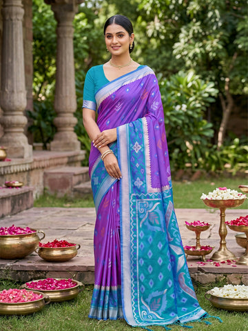 Shree Shyam Fashion Purple Soft Silk Saree - Dista