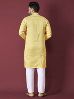 Thumbnail for Anaita Yellow Solid Soft Jacquard Silk Straight Kurta - Distacart