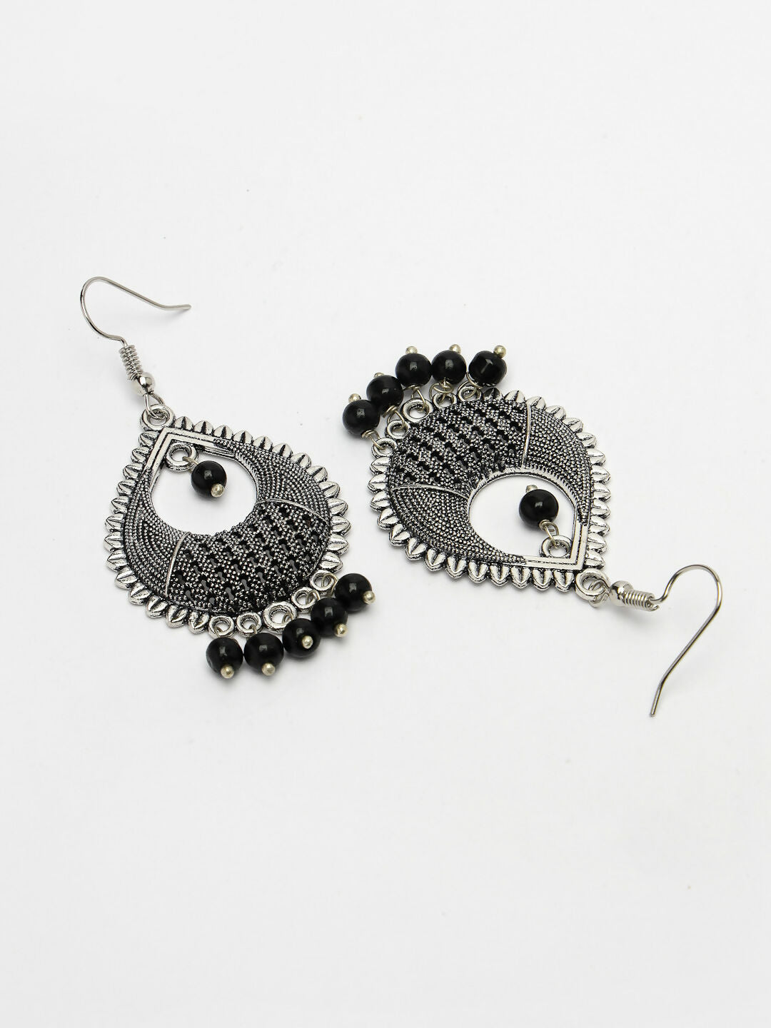 NVR Women's Silver-Plated Artificial Beads German Silver Oxidised Chandbali Earrings - Distacart