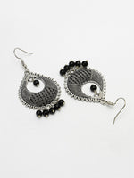 Thumbnail for NVR Women's Silver-Plated Artificial Beads German Silver Oxidised Chandbali Earrings - Distacart