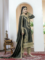 Thumbnail for Teeya Creation Black Color Chinnon Silk Embroidery Work Fully Stitched Salwar Suit