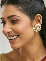 Thumbnail for Nuyug 22K Gold-Plated Elegant Kundan Stone Studded & Pearl Beaded Disc Studs
