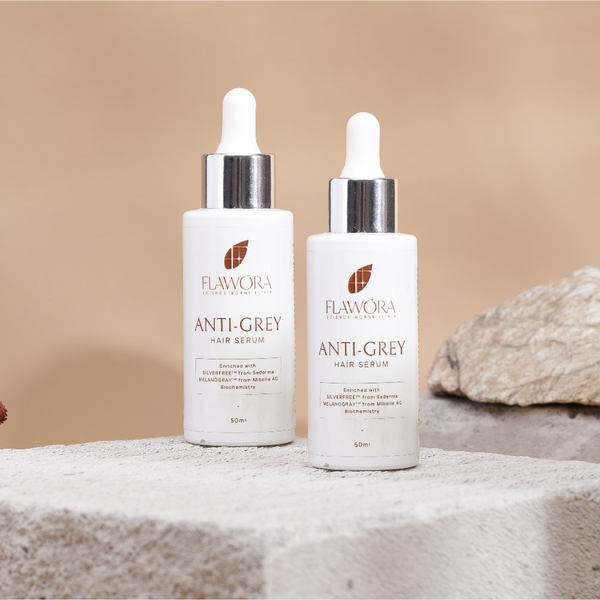 Flawora Anti-Grey Hair Serum With 1.5% Silverfree And 2% Melanogrey For Reversing Grey Hair