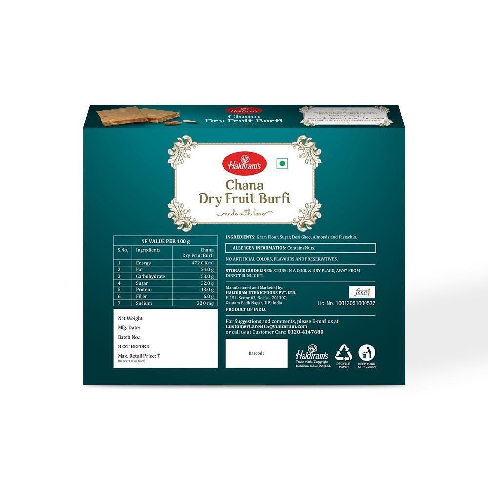 Haldiram's Chana Dry Fruit Burfi - Distacart
