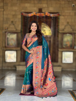 Thumbnail for Vedant Vastram Soft Litchi Silk Paithani Jacquard Saree - Teledrama. - Dista