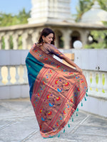 Thumbnail for Vedant Vastram Soft Litchi Silk Paithani Jacquard Saree - Teledrama. - Dista