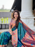 Thumbnail for Vedant Vastram Soft Litchi Silk Paithani Jacquard Saree - Teledrama. - Dista