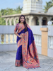 Vedant Vastram Soft Litchi Silk Paithani Jacquard Saree - Violet - Dista