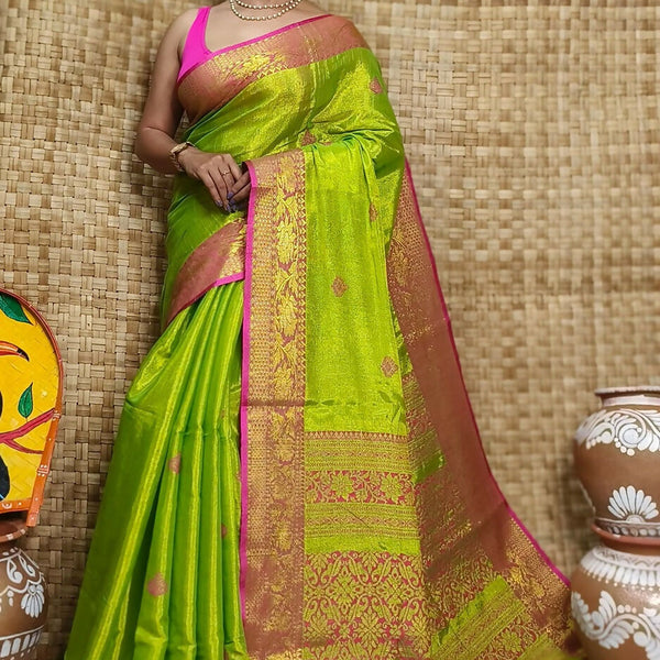 Exclusive Collection Light Green Beautiful Tissue Benarasi Saree