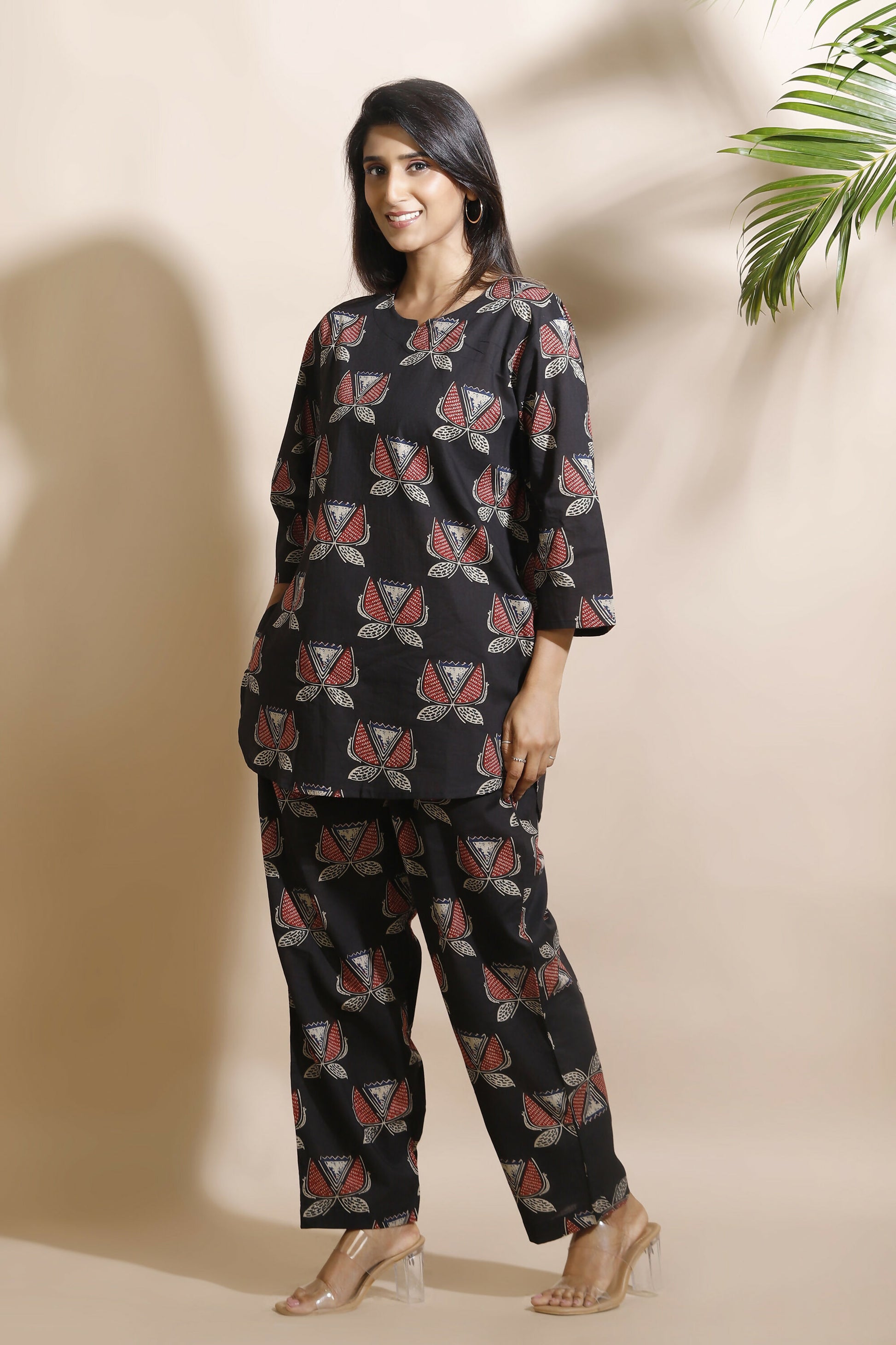 Breathables Abstract Black Cotton Co-Ord Set - Dista
