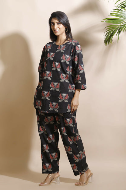 Breathables Abstract Black Cotton Co-Ord Set - Dista