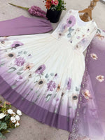 Thumbnail for Teeya Creation Multi Color Faux Georgette Digital print With Embroidery Gown