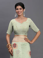 Thumbnail for Astita Linen Cotton Light Green Saree