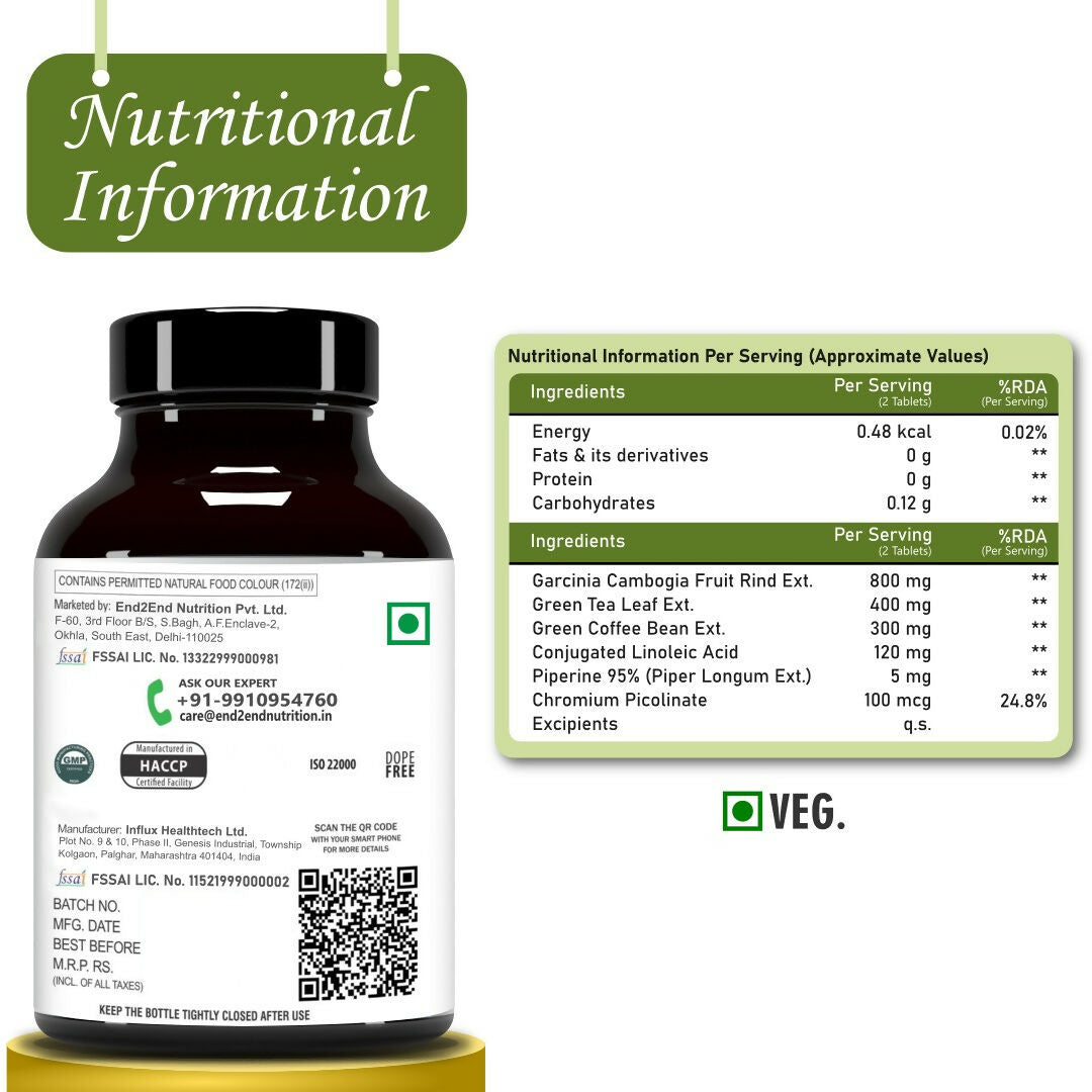 End2End Nutrition Keto Cutz Fat Burner For Weight Loss Tablets - Distacart