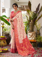 Thumbnail for Shree Shyam Fashion Cream Soft Silk Saree - Distacart