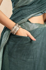 Thumbnail for Vastranavya Morpeach Digital Printed Linen Ready To Wear Pocket Saree with Unstitched Blouse - Distacart